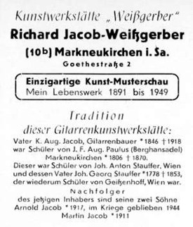 Rückseite einer Werbepostkarte von Richard Jacob, um 1950