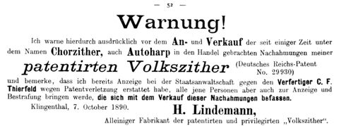 Annonce in der Zeitschrift fr Instrumentenbau X (1890), S. 52