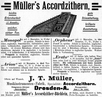 Accordzithern der Firma J. T. Mller, Dresden-Striesen