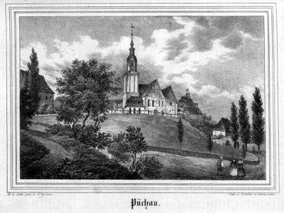 Dorfkirche zu Pchau. Aus: Sachsens Kirchen-Galerie. Fnfter Band. Sechste Abtheilung. Die Inspectionen: Nossen, Leisnig, Dbeln und Wurzen. Dresden o.j. [um 1840] 